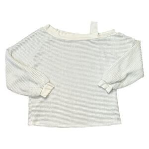 Magnolia Boutique Off The Shoulder Rib Knit Cuff White Top Medium